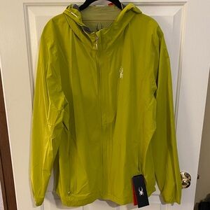 Spyder H2O resistance & breathable Bright Green Hooded Jacket. NWT. Men’s Large